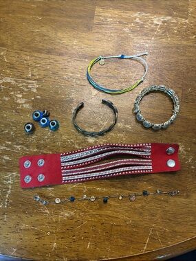 Red Rhinestone Snap Cuff Bracelet